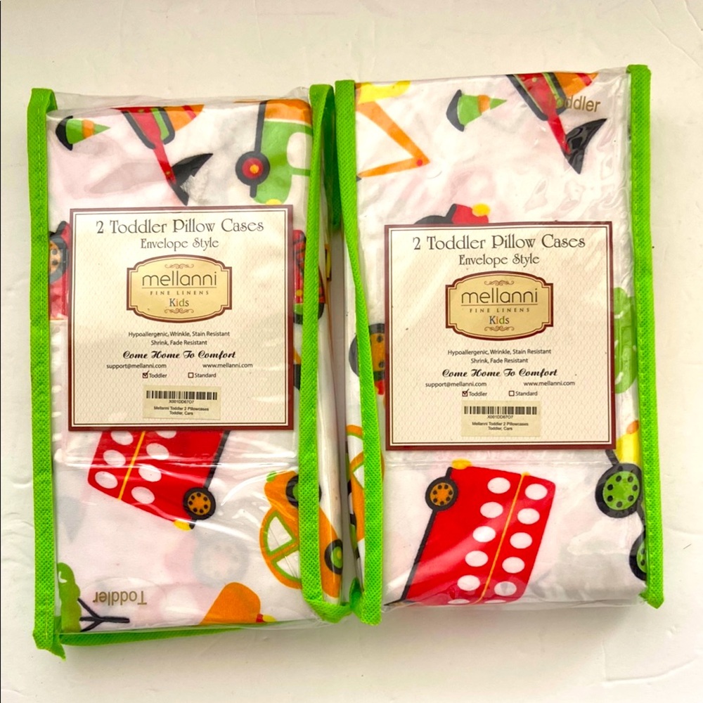 Mellanni Toddler 2 Pillowcases  Kids Toy Cars set of 2